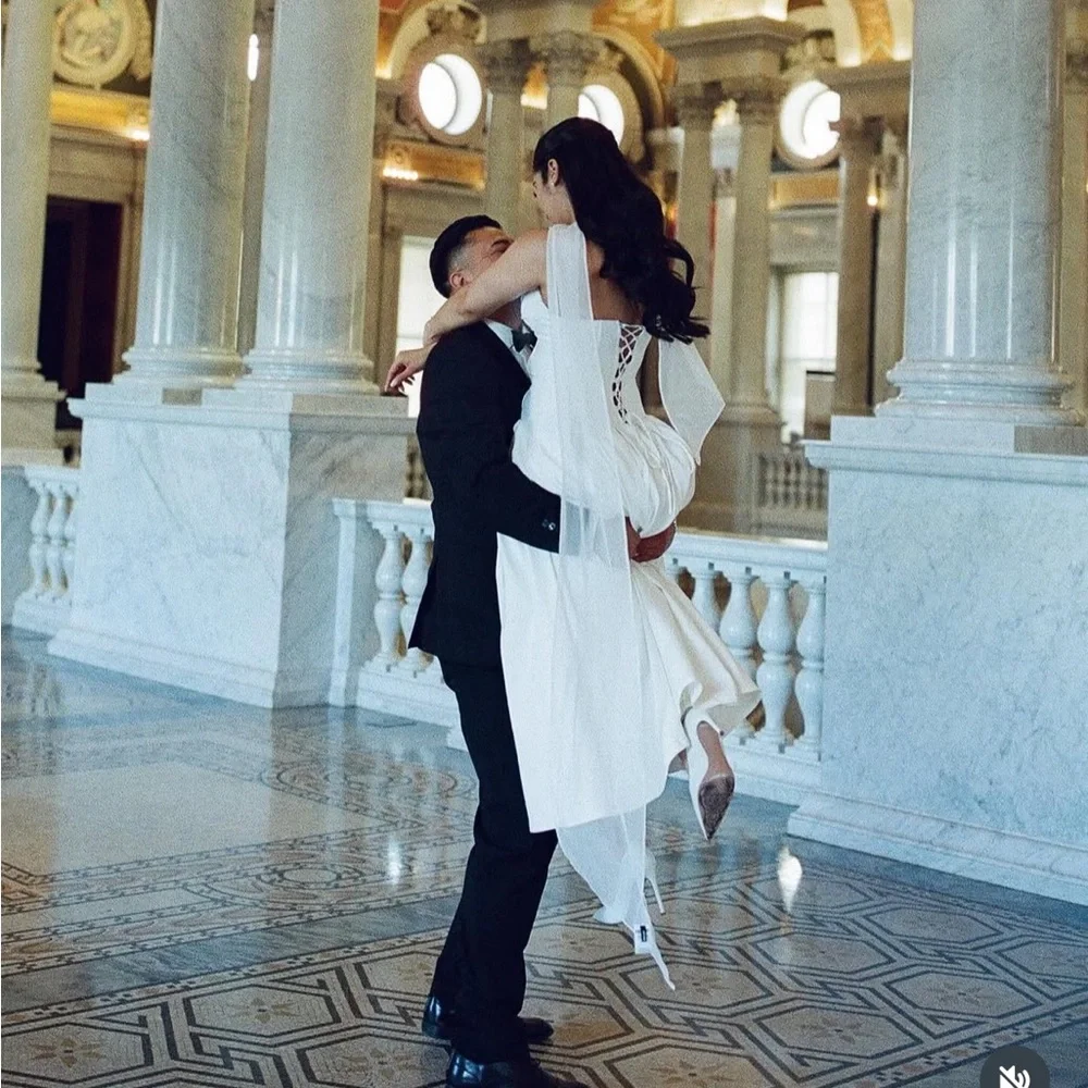 Babyboo Elegant White Strapless Dress, perfect for bridal events - Picture 5 of 9